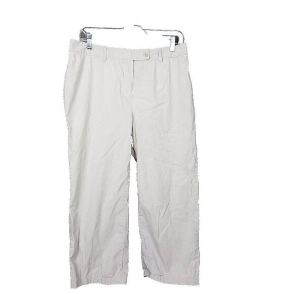 Lands' End 10 Cropped Ankle Khaki Pants Slacks Size 10 Cotton Blend Trousers - Picture 1 of 13